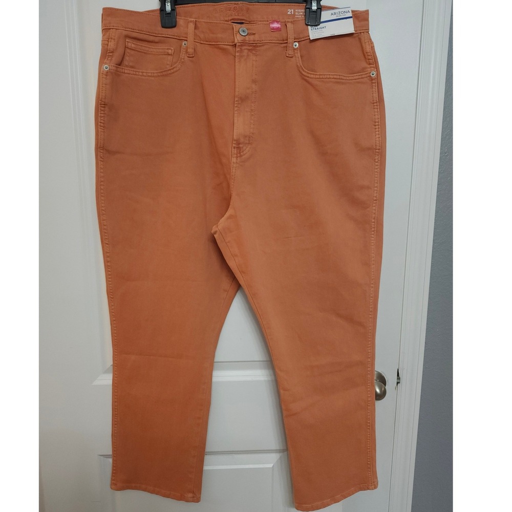 Arizona Jean Co Womens Size 21 Orange Slim Straight High‎ Rise Jeans NWT - Picture 2 of 7